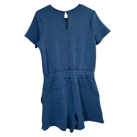 Spanx Air Luxe Short Sleeve Romper With Drawstring Waist Blue Womens Size M - Picture 3 of 8